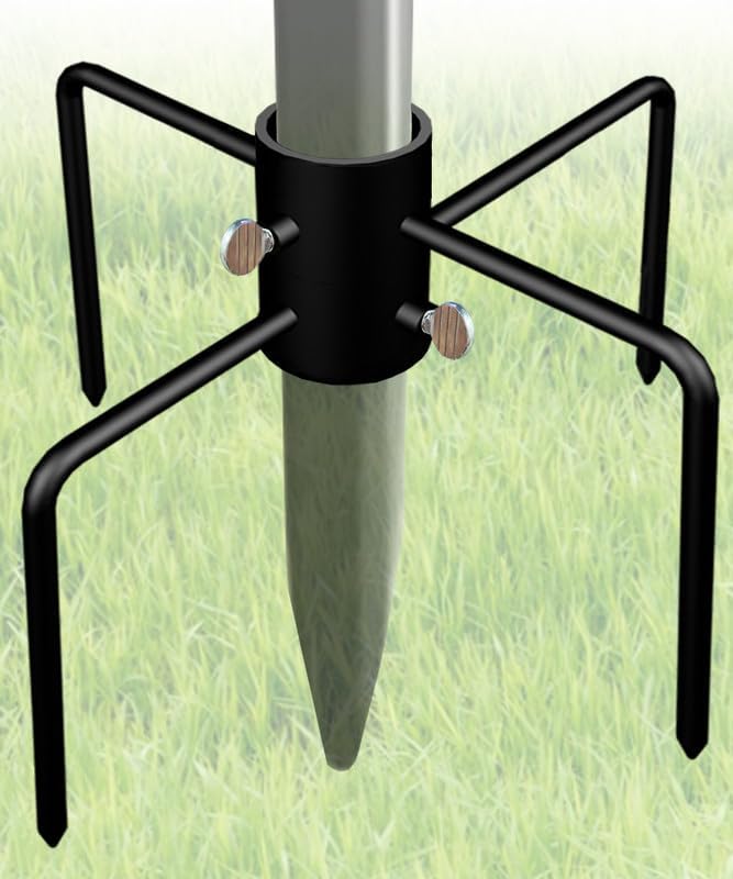 Photo 1 of Garbuildman Pole Stabilizer Stand Base with 4 Prongs for Outdoor Bird Feeder Pole, In-Ground Umbrella Stand Anchor Support Applies to 1.77" - 2.12" Poles, Black, 1 Pack, Measure Before Purchase
