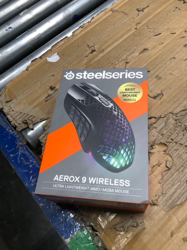 Photo 1 of SteelSeries Aerox 9 Wireless - Holey RGB Gaming Mouse - Ultra-lightweight Water Resistant Design - 18 Buttons – Bluetooth/2.4 GHz - 18K DPI TrueMove Air Optical Sensor Onyx Wireless Aerox 9