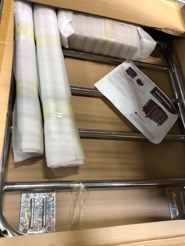 Photo 1 of Laundry Cart with Wheels, 400L Capacity Commercial Laundry Sorter Rolling Laundry Hamper with Removable Oxford Bag and Sturdy Steel Frame, 330 lbs Load, Blue