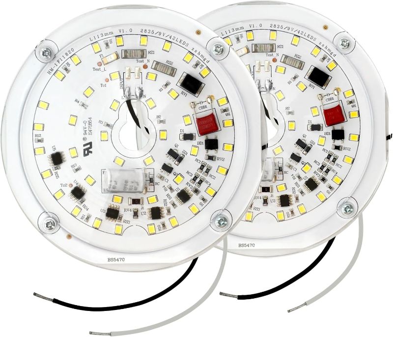 Photo 1 of 2 Pack LED Ceiling Fan Light Replacement, 4.65'' Ceiling Fan Light Kit, Retrofit Light Kit for Ceiling Light, 15W 120V 5000K CRI90, Dimmable LED Light Engine for Pendant, Lantern