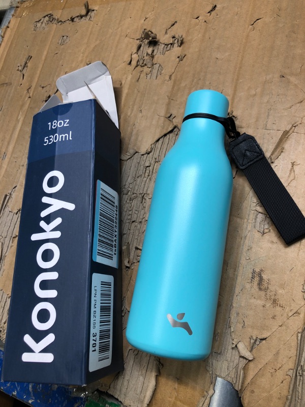 Photo 2 of Insulated Water Bottle with Strap,18oz Double Wall Stainless Steel Vacuum Bottles Metal Water Flask,Turquoise 18oz Turquoise