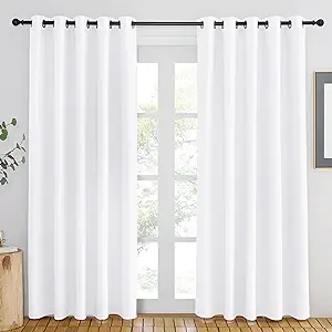 Photo 1 of NICETOWN White Blackout Curtains 84 inches Long, Full Light Blocking Drapes with Black Liner for Nursery, Noise Reducing Thermal Insulated Draperies for Doorway (2 Pieces, 37" Wide Each Panel