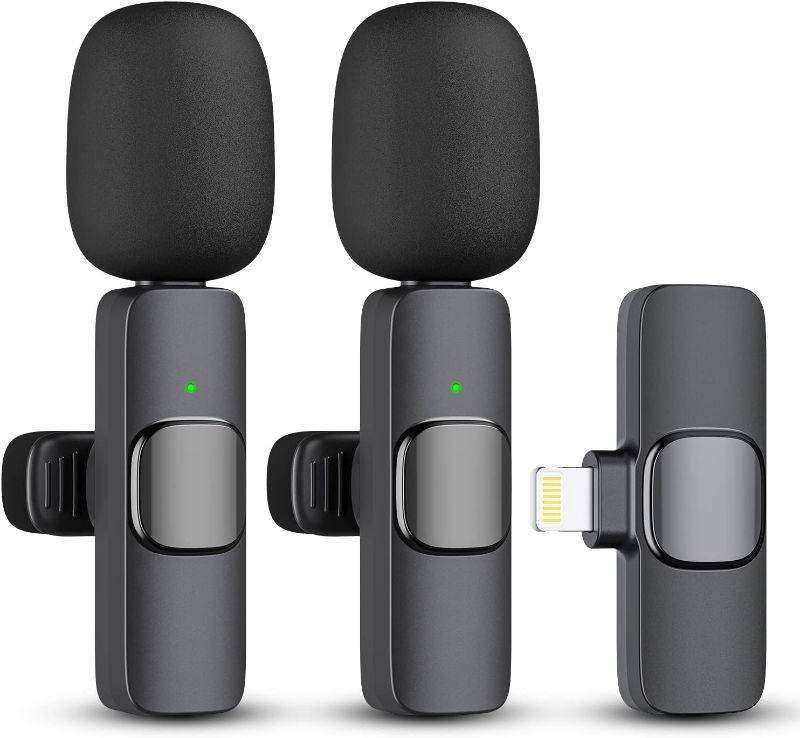 Photo 1 of 2 Pack Lavalier Microphone USB C Wireless Lav Mic for Android Phone Mini Lapel Mic Type C for Samsung iPhone 15, Crystal Clear Sound for Recording, Live Streaming, YouTube, TikTok