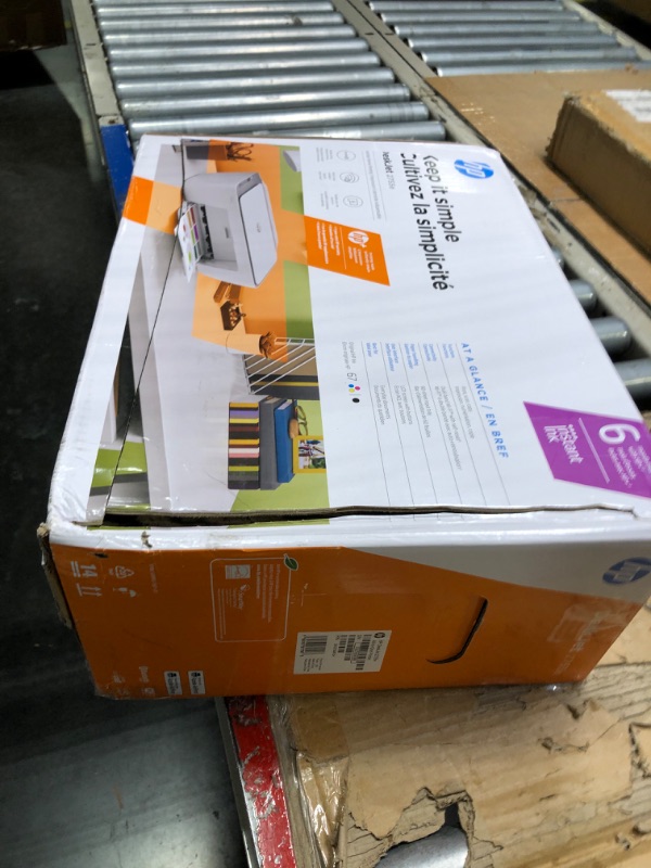 Photo 1 of HP DeskJet 2755e Wireless Color All-in-One Printer with bonus 6 months Instant Ink (26K67A), white