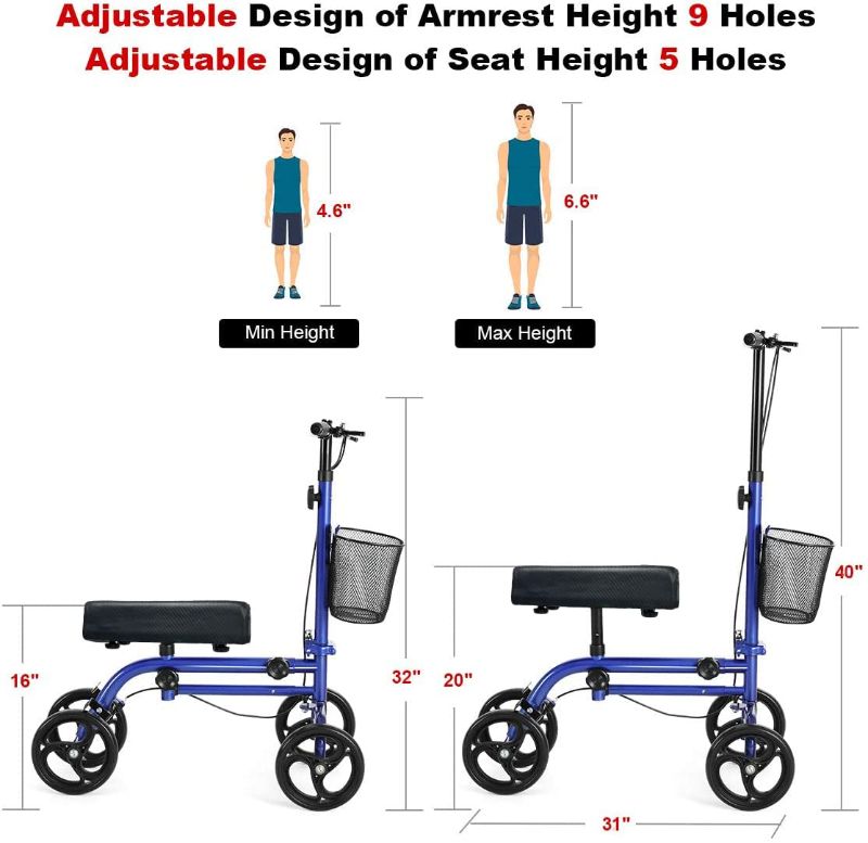 Photo 1 of Knee Scooter?Steerable Knee Walker Economical Knee Scooters for Foot Injuries Best Crutches Alternative (Blue 1