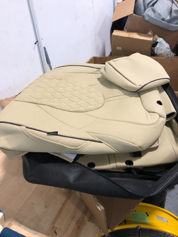 Photo 1 of **READ NOTES BEFORE PURCHASING ITEM** 
Car Seat Covers, Car Seat Covers Front Seats, 2-Pack Front Seat Cover with Lumbar Support, Faux Leather Waterproof Car Seat Protectors, Automotive Seat Covers Universal Fit for Cars BEIGE (Lumbar Support) Front