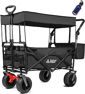 Photo 1 of 
Collapsible Canopy Wagon - Heavy Duty Utility Outdoor Foldable Garden Cart - with Adjustable Push Pulling Handles,Big Wheels for Sand, for Shopping, Picnic, Camping, Sports - Grey