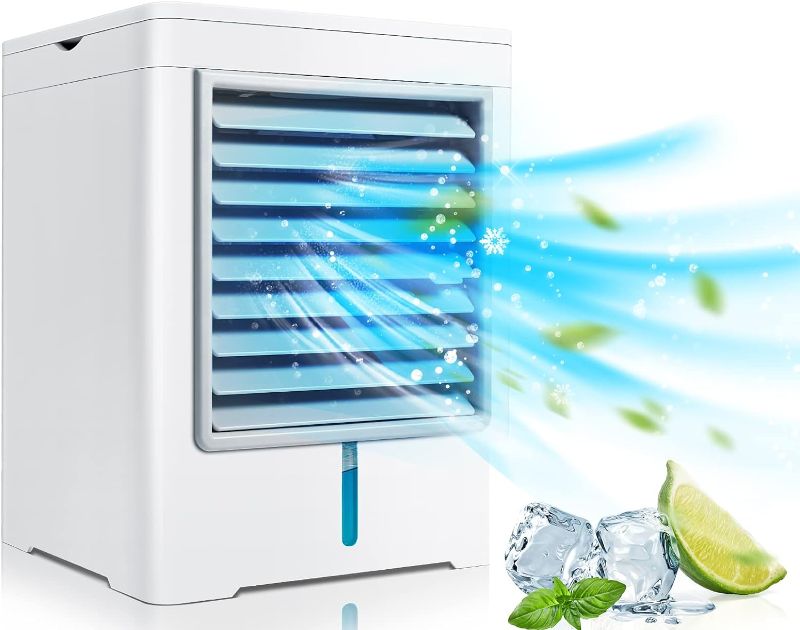 Photo 1 of ****USED*** Personal Air Conditioner Mini AC, 3 Speeds 450ML Water Tank Room Evaporative Air Cooler Cooling Fan with Timer, Aromatherapy Notch, Spray Function, Portable AC Units for Rooms and Office Personal Air Conditioner Mini AC, 3 Speeds 450ML Water T