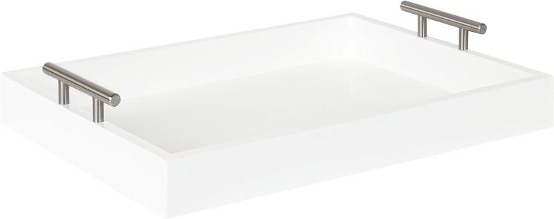 Photo 1 of 
Kate and Laurel Lipton Modern Rectangular Tray, 16.5 x 12.25, White and Silver, Decorative Accent Tray for Storage and Display
Size:16.5x12.25
Color:White