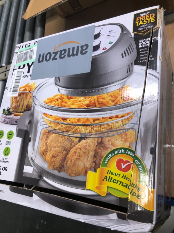 Photo 1 of ***DAMAGED***
Big Boss 16Qt Glass Air Fryer Oven – Extra Large Non Toxic Air Fryer Halogen Oven with 50+ Air Fryers Recipe Book for Quick + Easy Meals for Entire Family, AirFryer for Healthier Crispy Foods – Gray