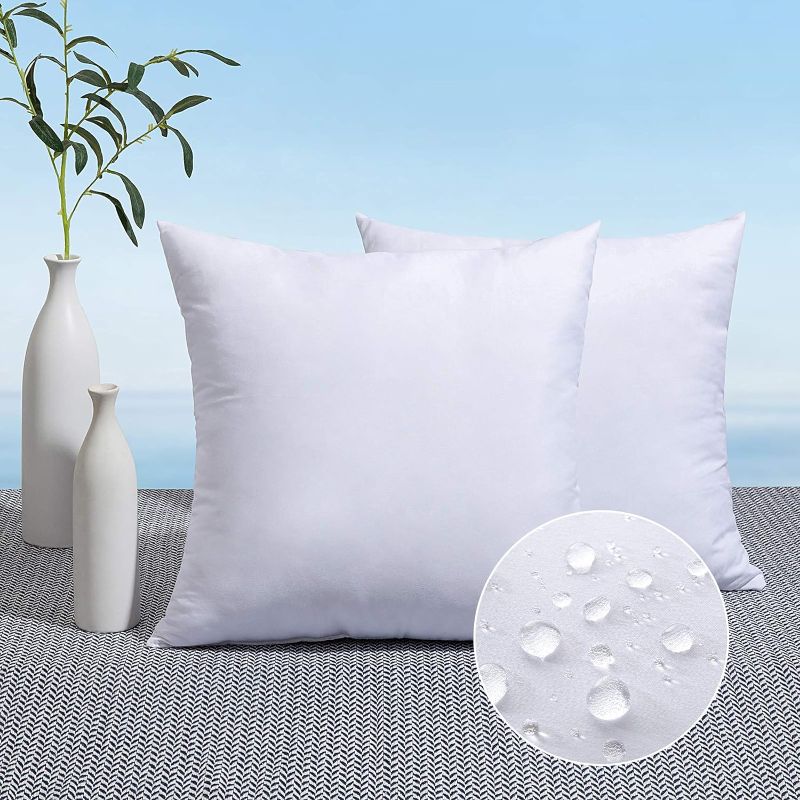 Photo 1 of \MIULEE Pack of 2 18x18 Outdoor Pillow Inserts, Outdoor Throw Pillows Water-Resistant Decorative Premium Square Pillow Stuffer Sham for Porch Swing Couch Sofa Cushion Patio Furniture