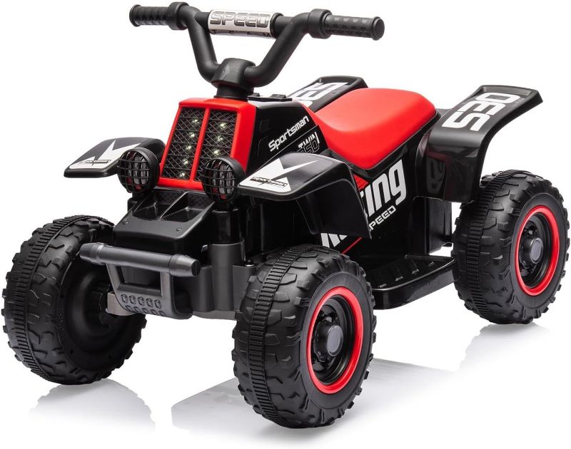 Photo 1 of 6V Kids Ride On Electric ATV with LED Headlights, Music, Forward & Reverse - Black Ride-On Toy for Toddlers 1-3 Boys & Girls