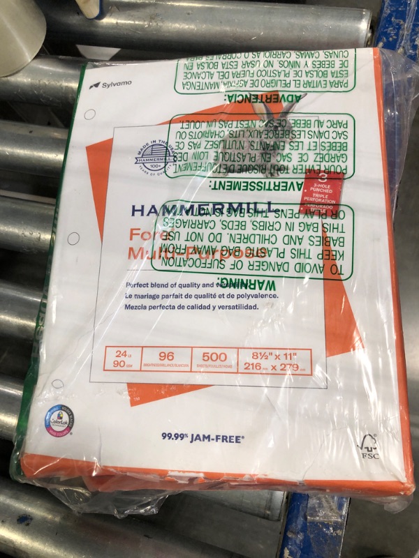 Photo 1 of Hammermill Printer Paper, Fore Multipurpose 24 lb Copy Paper, 3 hole - 1 Ream (500 Sheets) - 96 Bright, Made in the USA, 101287 1 Ream | 500 Sheets 3 Hole (8.5x11)
