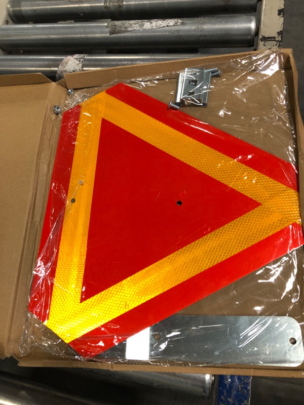 Photo 3 of *ONLY ONE* 2 Pack Slow Moving Vehicle Sign with Mounting Bracket, Aluminum Slow Sign Warning Triangles for Vehicles Golf Cart Tractor Outdoor, Club Cars, Tractors, and any Utility Vehicles