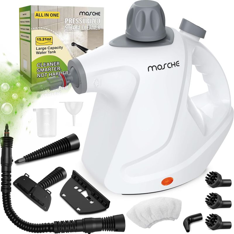 Photo 1 of Multi-Surface Handheld Steam Cleaner with 11-Pieces Accessories, 15.2OZ All Natural Pressurized Steamer for Cleaning, Multipurpose Steam Cleaner for Home to Remove Dirt, Grout, Tile, Grease and More