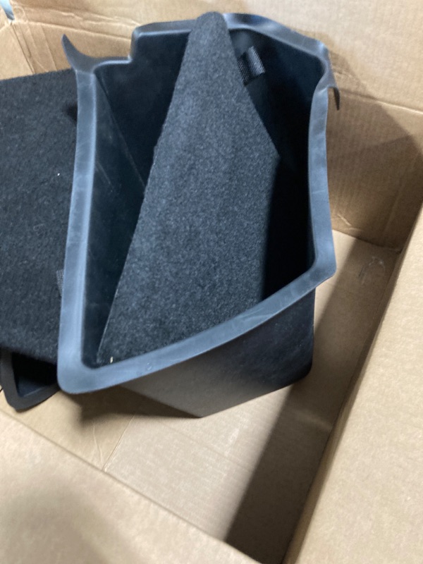 Photo 3 of 2024-2022 Tesla Model Y Rear Trunk & Rear Air Outlet Organizer with Lid 5-Seater Model Y Interior Accessories Trunk Side Storage Bins Box Protector Packets Black 2022-2024 MY5-Trunk and Rear Center Console