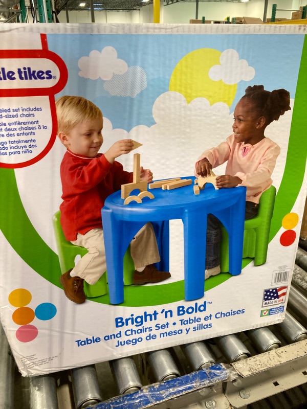 Photo 2 of Little Tikes Bright 'n Bold Table & Chairs, Green/Blue & Tikes Play 'N Store Toy Chest Table & Chairs + Play 'N Store Toy Chest