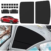 Photo 1 of Non-Sag Roof Sunshades for Tesla Model Y 2024, Upgraded Foldable Sunroof Shade Sunshade Roof Sun Shade for Tesla Model Y Accessories 2021-2024 (Ice Black)