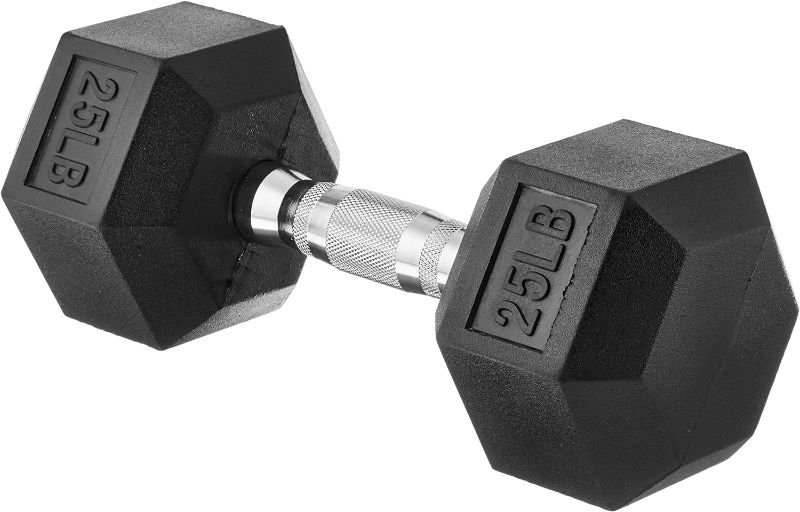 Photo 1 of Amazon Basics Rubber Encased Exercise & Fitness Hex Dumbbell, Single, Hand Weight For Strength Training