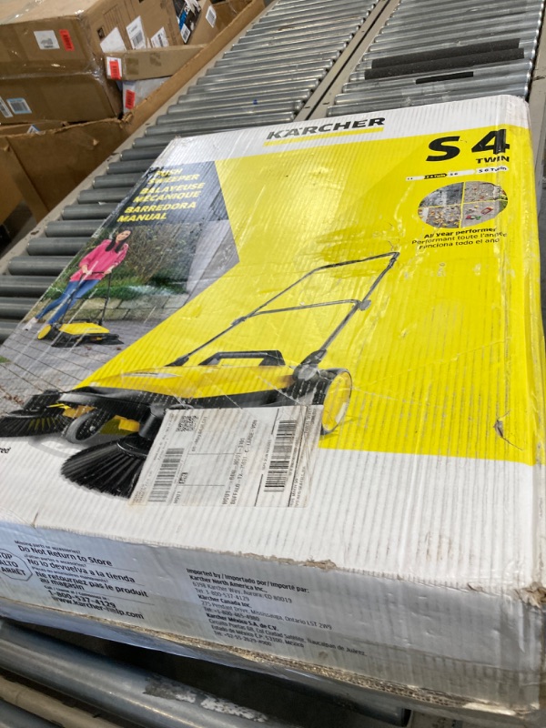 Photo 2 of Karcher S 4 Twin Walk-Behind Outdoor Hand Push Floor Sweeper - 5.25 Gallon Capacity, 26.8" Sweeping Width, Sweeps 26,000 Square Feet/Hour S 4 Twin Floor Sweeper