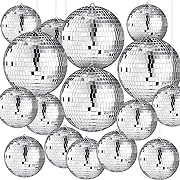 Photo 1 of 12 Pack Disco Ball Bulk Large Hanging Disco Ball Party Decorations Different Sizes Small Mirror Ball Decorations for Stage Bar Wedding Festivals Party Decorations(6'', 4'')