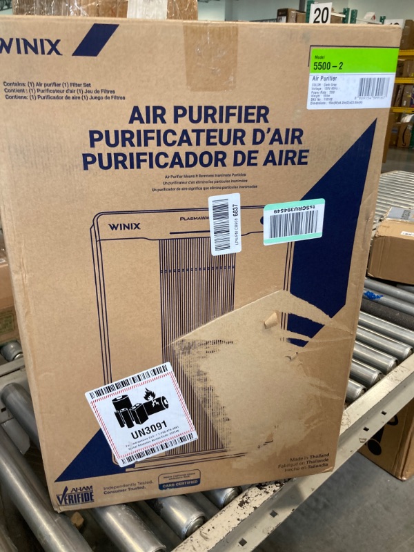 Photo 2 of *** NOT FUNCTIONAL**** SELLING AS PARTS***
 5500-2 Air Purifier with True HEPA, PlasmaWave and Odor Reducing Washable AOC Carbon Filter Medium , Charcoal Gray