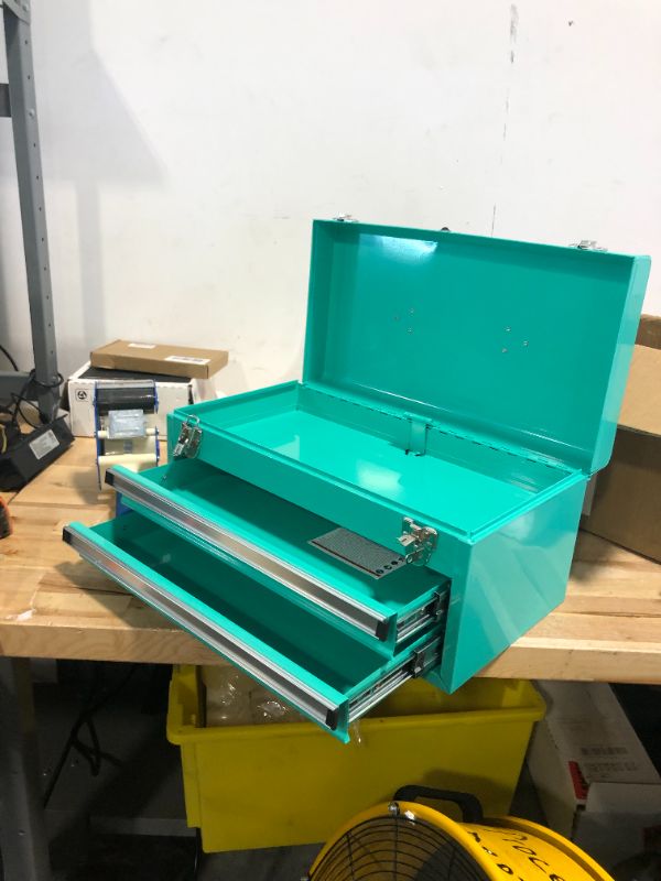 Photo 4 of **READ NOTES BEFORE PURCHASING ITEM** 
Amazon Basics 2-Drawer Steel Organization Chest - Turquoise Powder Coated Finish