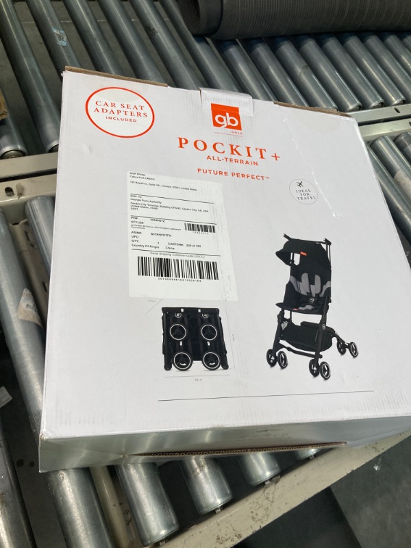 Photo 1 of gb Pockit+ All-Terrain, Ultra Compact Lightweight Travel Stroller with Canopy and Reclining Seat in Night Blue, 10.6 pounds Night Blue Pockit+ All Terrain