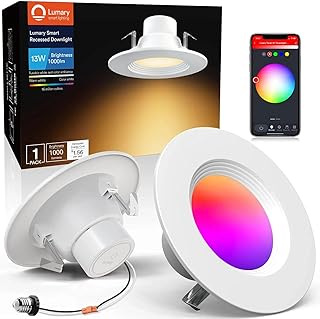 Photo 1 of 5-6 Inch LED Smart Slim Disk Light, CCT Changing Retrofit Recessed Can Light, RGB Surface Mount Disk Light, WiFi APP & Voice Control, 120V/15W/1200LM, ETL/Wet Rated, White, 1 pack 