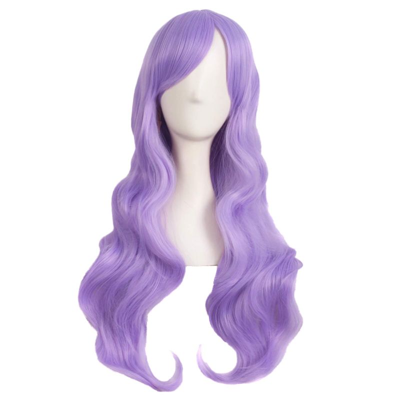 Photo 1 of MapofBeauty 28 Inch/70cm Charming Women Side Bangs Long Curly Full Hair Synthetic Wig (Light Purple)