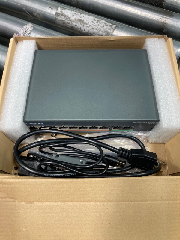 Photo 1 of MokerLink 10 Port PoE Switch with 8 Port PoE+, 2 Fast Ethernet UpLink, 100Mbps, 120W 802.3af/at PoE, Fanless Plug & Play 8 PoE + 2 FE
