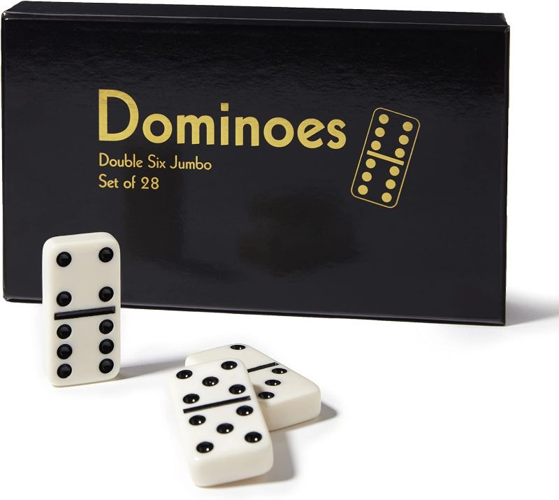 Photo 1 of CHH Black/Cream Color Double 6 Jumbo Size Domino Tiles in Cardboard Box