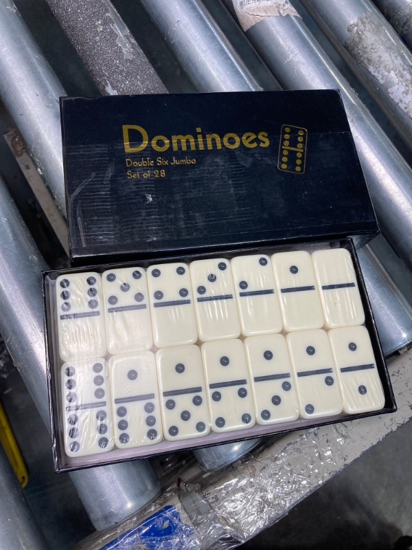 Photo 2 of CHH Black/Cream Color Double 6 Jumbo Size Domino Tiles in Cardboard Box