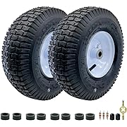 Photo 1 of 2-Pack of 13x5.00-6" Wheels,13" Pneumatic Tires,Steel Rim and 3/4" Axle Bore Hole(Bushing),3"-6” Centered Hub,for Riding Lawn Mower,Utility Wagon and More?All Purpose Utility Tire