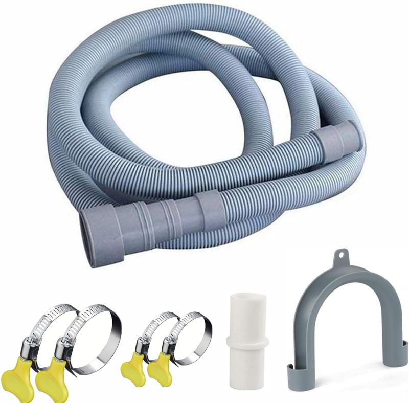 Photo 1 of 10ft Washing Machine Drain Hose, Universal Drain Hose Extension Kit for Washer, Dishwasher, Flexible Discharge Hose for LG/GE/Samsung, Fit up to 1-1/2 Inch Drain Outlets (10)