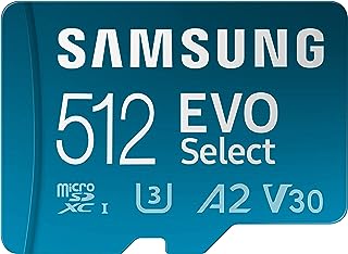 Photo 1 of SAMSUNG EVO Select Micro SD-Memory-Card + Adapter, 512GB microSDXC 130MB/s Full HD & 4K UHD, UHS-I, U3, A2, V30, Expanded Storage for Android Smartphones, Tablets, Nintendo-Switch (MB-ME512KA/AM)