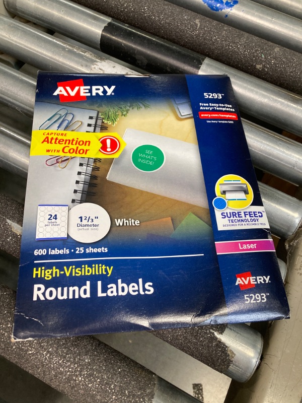 Photo 2 of Avery High-Visibility Labels, Permanent Adhesive, 1-2/3" Diameter, 600 Labels