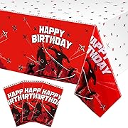 Photo 1 of 6 Pieces Ninja Pattern Tablecloths, Ninja Birthday Party Supplies Disposable Plastic Rectangular Ninja Themed Table Covers for Teens Birthday Party Decorations, 108 x 54 Inches