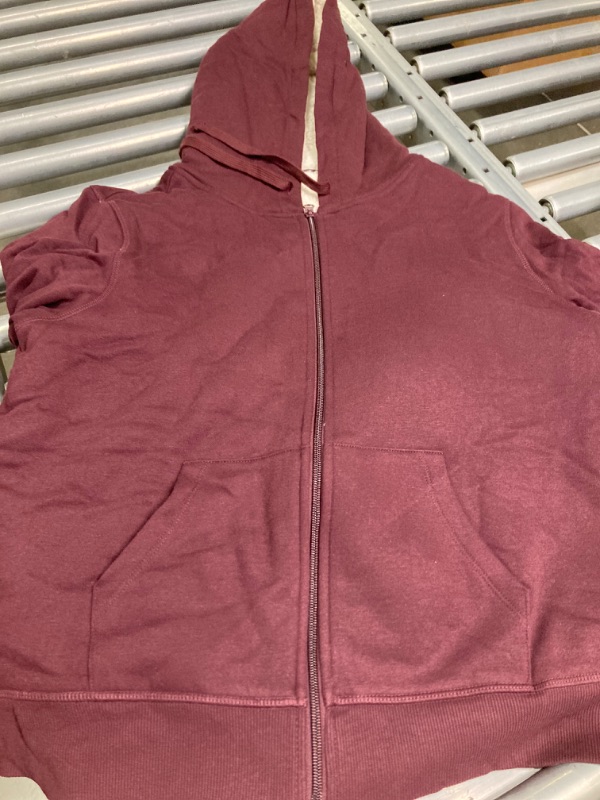 Photo 2 of Amazon Essentials Women's Sherpa-Lined Fleece Full-Zip Hooded Jacket (Available in Plus Size) Large Burgundy