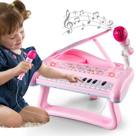 Photo 1 of First Birthday Toddler Piano Toys for 1 Year Old Girls Baby Musical Keyboard 22 Keys Kids Age 1 2 3 Play Instrument with Microphone