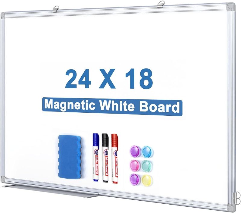 Photo 1 of      TRIPOLLO Magnetic White Board for Wall 24 X 18 Inches, White Board Dry Erase Board Hanging Whiteboard with Aluminum Frame for Office Home
Size:18x24 Inch
                                                           