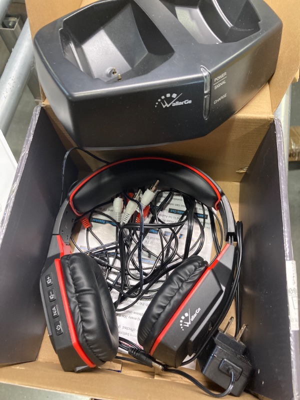 Photo 1 of WallarGe Wireless Headphones for TV Watching with 5.8GHz RF Transmitter Charging Dock, Plug and Play, 100 Ft Wireless Range, Rechargeable 20 Hour Battery...***USED**** 