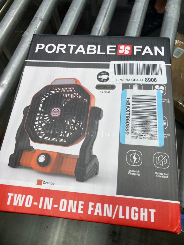 Photo 1 of Camping Fan with LED Lantern, 10400mAh 9-Inch Rechargeable Outdoor Tent Fan, 270°Head Rotation, Stepless Speed and Quiet Battery Operated USB Fan for Picnic, Barbecue, Fishing, Travel Black