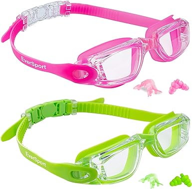 Photo 1 of EverSport Kids Swim Goggles, Pack of 2 Swimming Goggles for Children Teens, Anti-Fog Anti-UV Youth Swim Glasses for Age4-16
