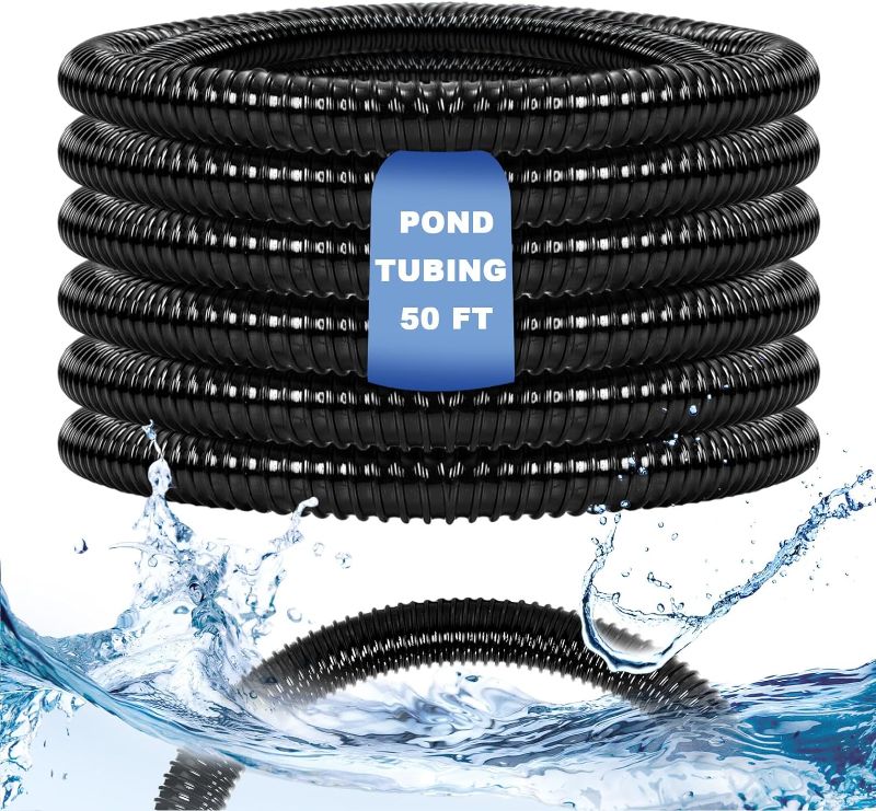 Photo 1 of 50ft Pond  Non Kink PVC Pipe Water Garden Drainage Long Corrugated Flexible Hose for Gardening Ponds Fountains Aquariums  50ft)