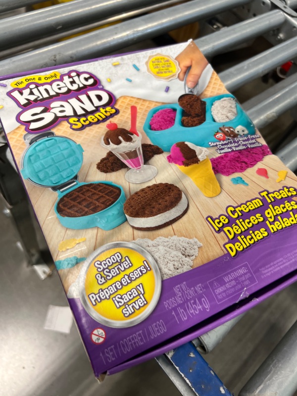 Photo 2 of Kinetic Sand Scents, Ice Cream Treats Playset with 3 Colors of All-Natural Scented Play Sand and 6 Serving Tools, Sensory Toys for Kids Ages 3 and up Blue