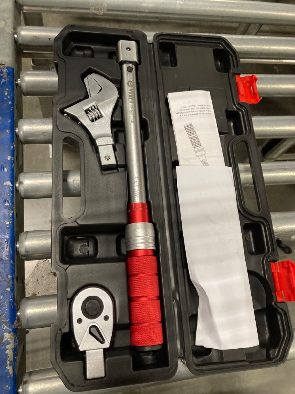 Photo 2 of 
VANPO Adjustable Torque Wrench, 20-160 Ft.lb/27.1-216.8 Nm, 38MM Open End Torque Wrench, 1/2 Inch Drive Torque Wrench with Interchangeable Jaw &