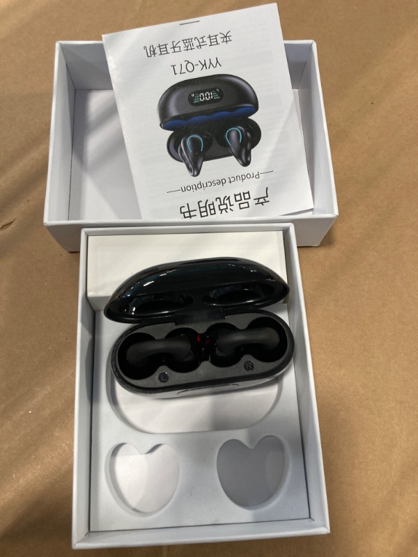 Photo 1 of ****USED** Open Ear Bone Conduction Headphones Wireless Earbuds Bluetooth 5.3 Clip On EarBuds with LED Display Charging Case 60 Hours Playtime Earphones IPX7 Waterproof for Running Walking, Workout?Black?