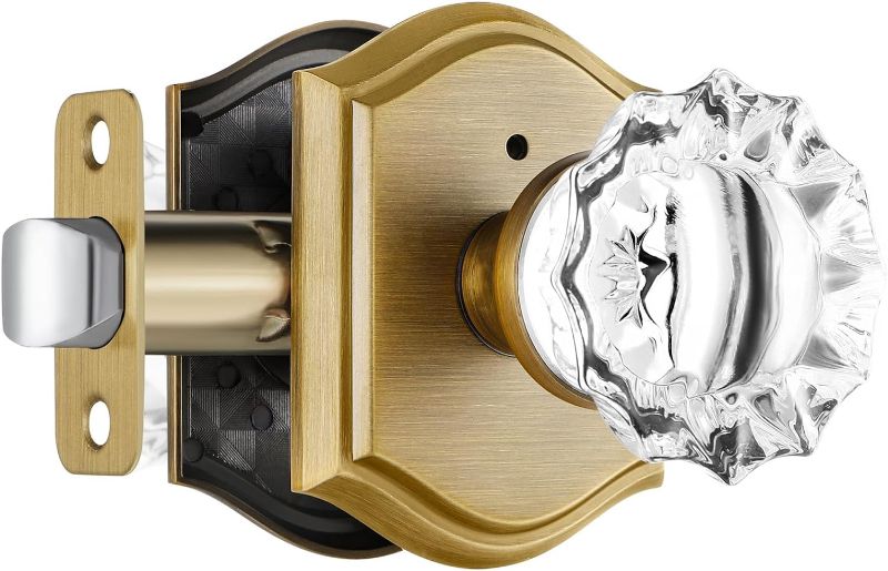 Photo 1 of 
CLCTK Glass Door Knobs Interior, Vintage Style Privacy Crystal Door Knobs with Lock, Antique Brass Door Knobs for Bedroom Bathroom, Push Pin Button Inside...
Size:Privacy