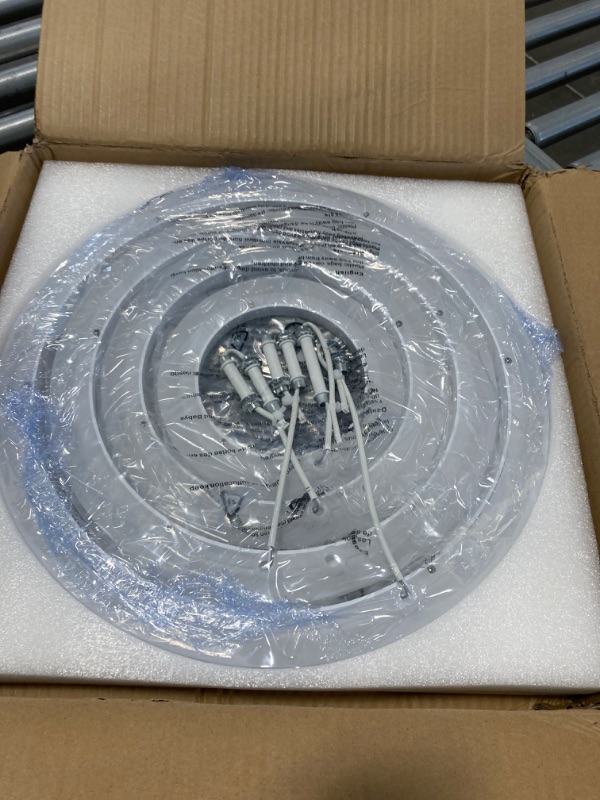 Photo 1 of Modern LED Ceiling Light, Dimmable LED Chandelier Flush Mount Ceiling Lights, Remote Control Acrylic Ring Ceiling Lamp Fixture for Living Room Dining Room Bedroom (White, 8 Rings)